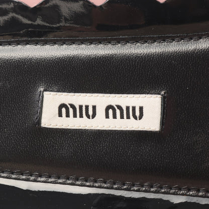 フラワー スライドサンダル エナメルレザー ブラック ピンク ミュウミュウ シューズ miu miu