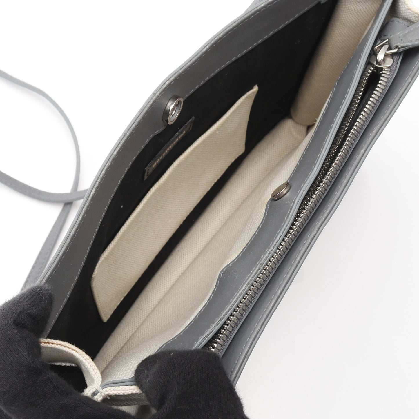 ネイビー ポシェット ショルダーバッグ キャンバス レザー アイボリー グレー バレンシアガ バッグ BALENCIAGA