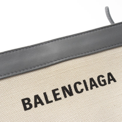 ネイビー ポシェット ショルダーバッグ キャンバス レザー アイボリー グレー バレンシアガ バッグ BALENCIAGA