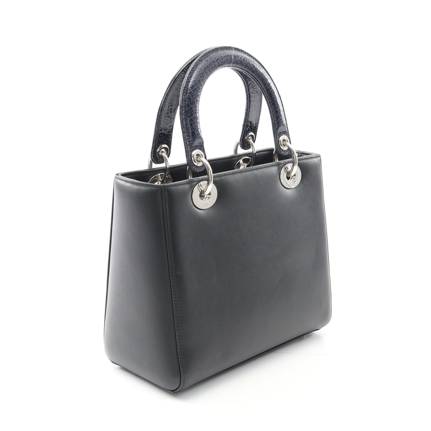 LADY DIOR レディディオール ハンドバッグ レザー ブラック ブルー 2WAY クリスチャンディオール バッグ Christian Dior
