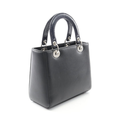 LADY DIOR レディディオール ハンドバッグ レザー ブラック ブルー 2WAY クリスチャンディオール バッグ Christian Dior