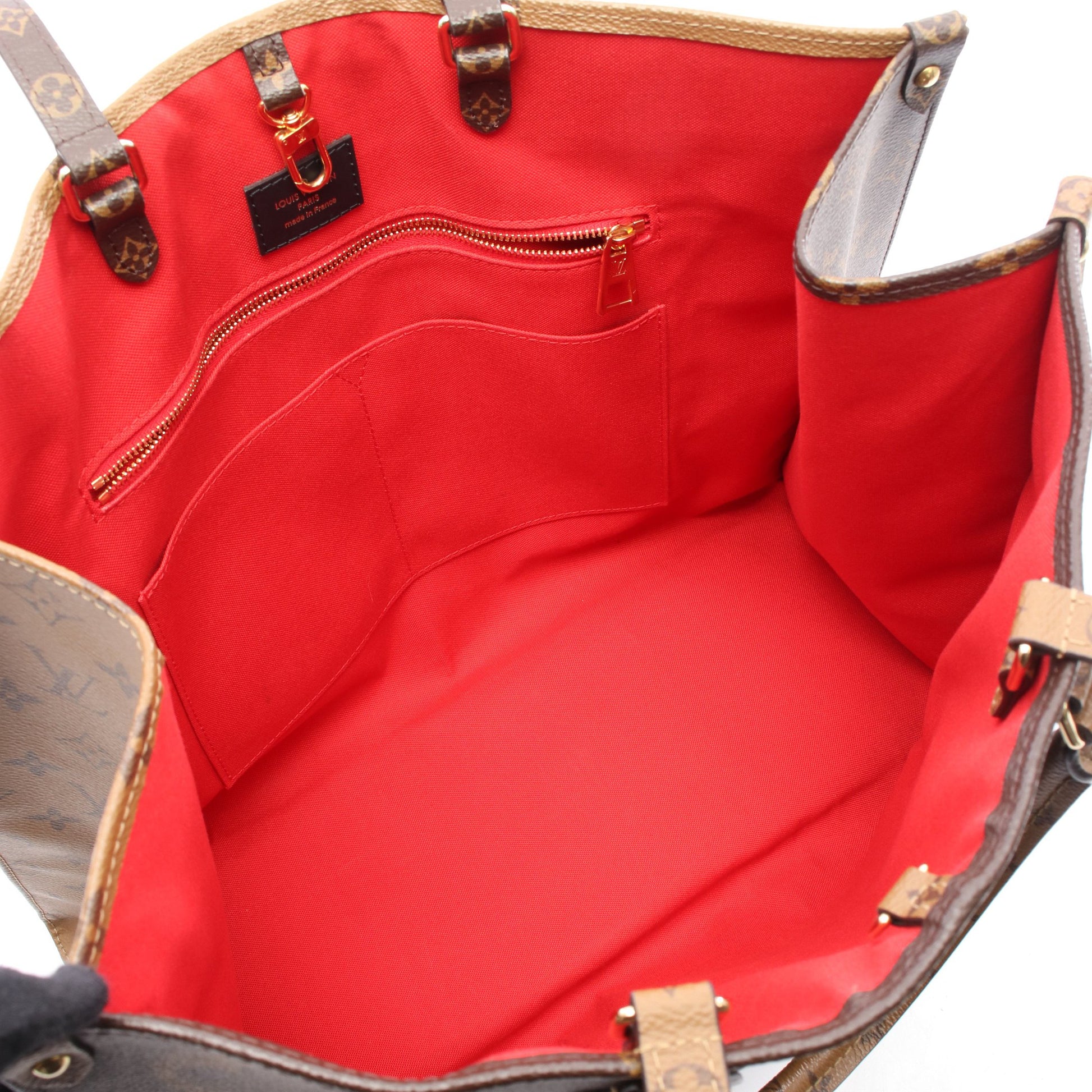 オンザゴーGM モノグラムジャイアント リバース ショルダーバッグ トートバッグ PVC ブラウン ベージュ 2WAY ルイヴィトン バッグ LOUIS VUITTON