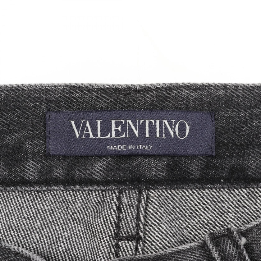 デニムパンツ パッチワーク カットオフ コットン ダークグレー ヴァレンティノ ボトムス VALENTINO