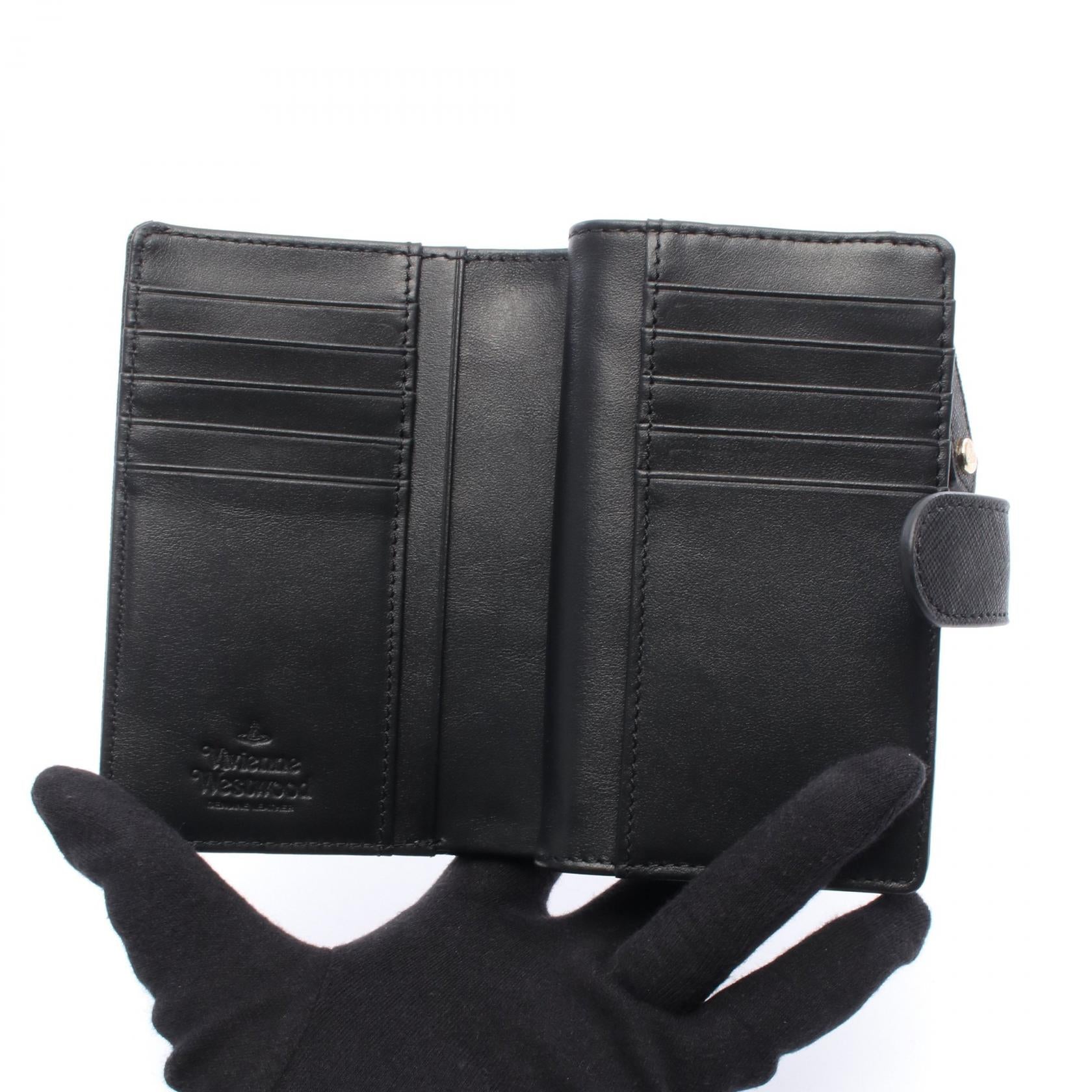 ZIP CARD WALLET オーブ 二つ折り財布 サフィアーノレザー ブラック