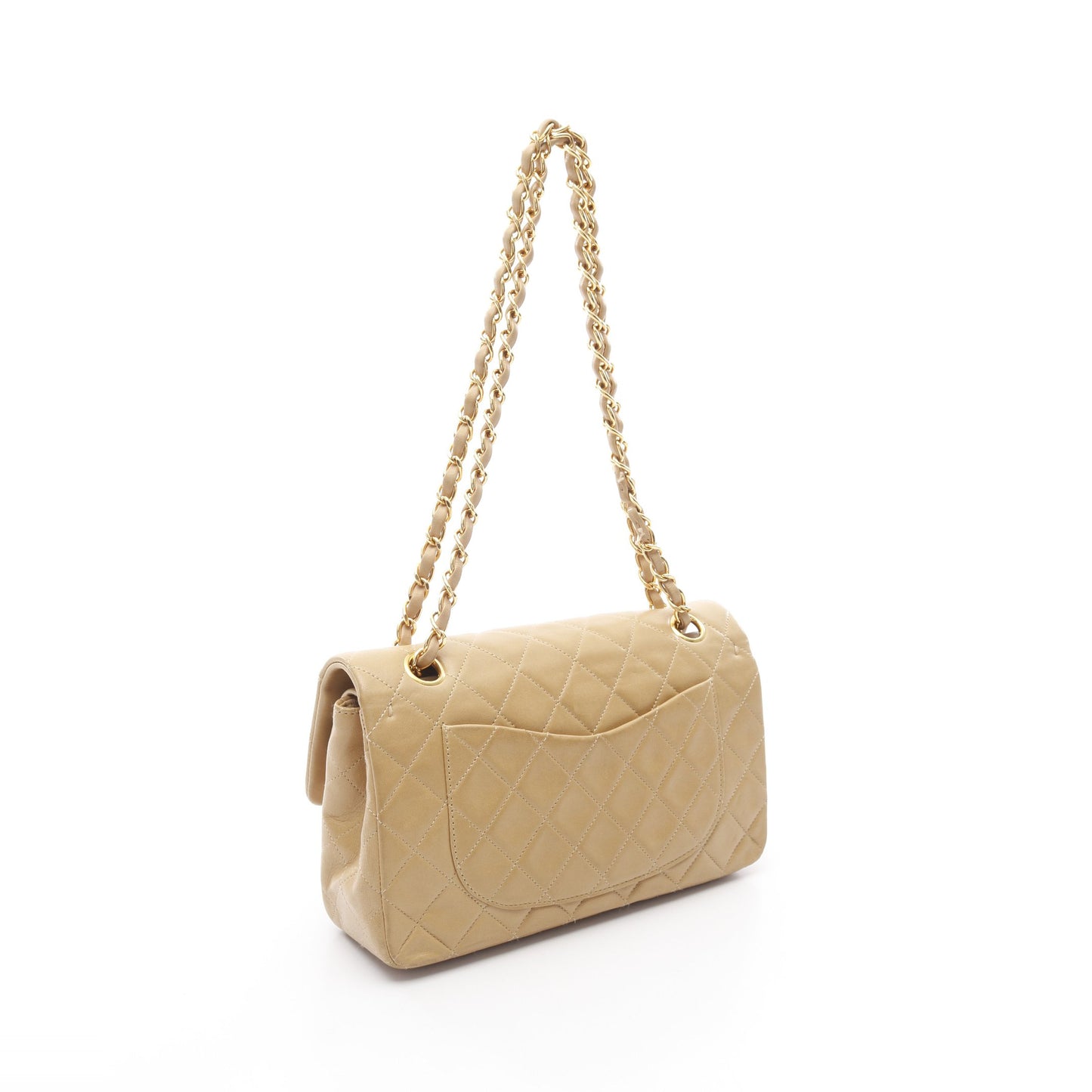 マトラッセ Wフラップ Wチェーンショルダーバッグ ラムスキン ベージュ ゴールド金具 シャネル バッグ CHANEL