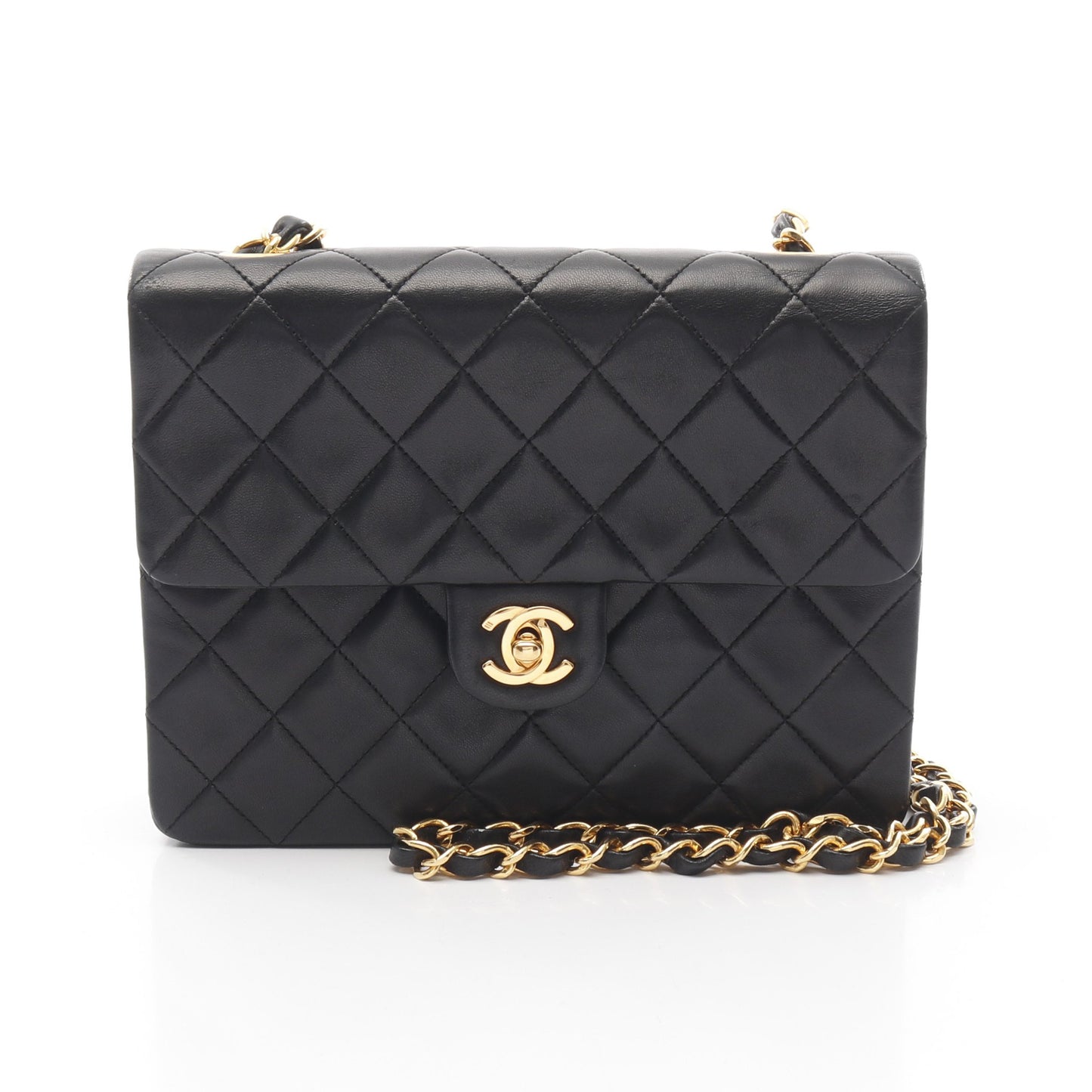 マトラッセ チェーンショルダーバッグ ラムスキン ブラック ゴールド金具 シャネル バッグ CHANEL