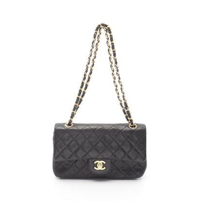 マトラッセ Wフラップ Wチェーンショルダーバッグ ラムスキン ブラック ゴールド金具 シャネル バッグ CHANEL