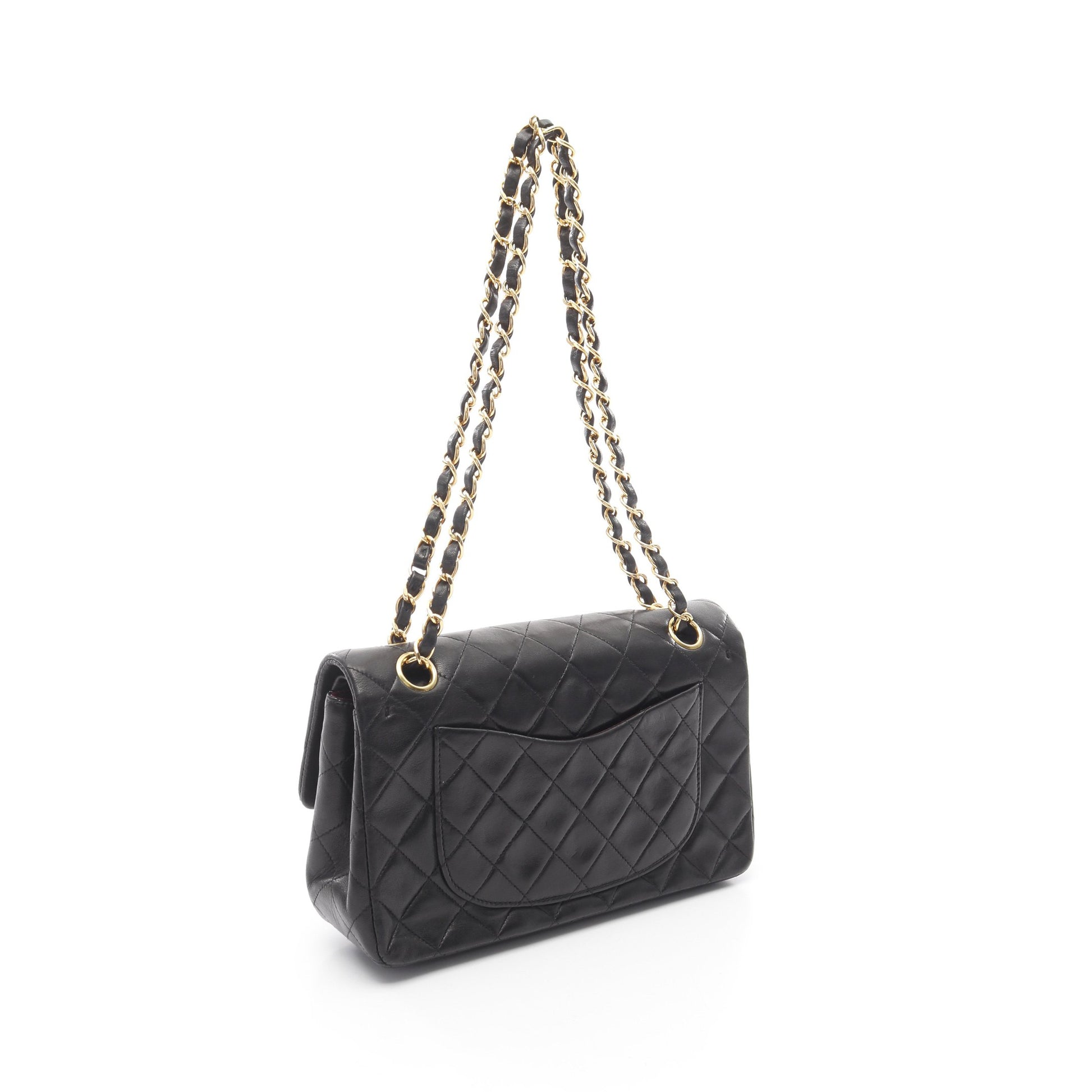 マトラッセ Wフラップ Wチェーンショルダーバッグ ラムスキン ブラック ゴールド金具 シャネル バッグ CHANEL