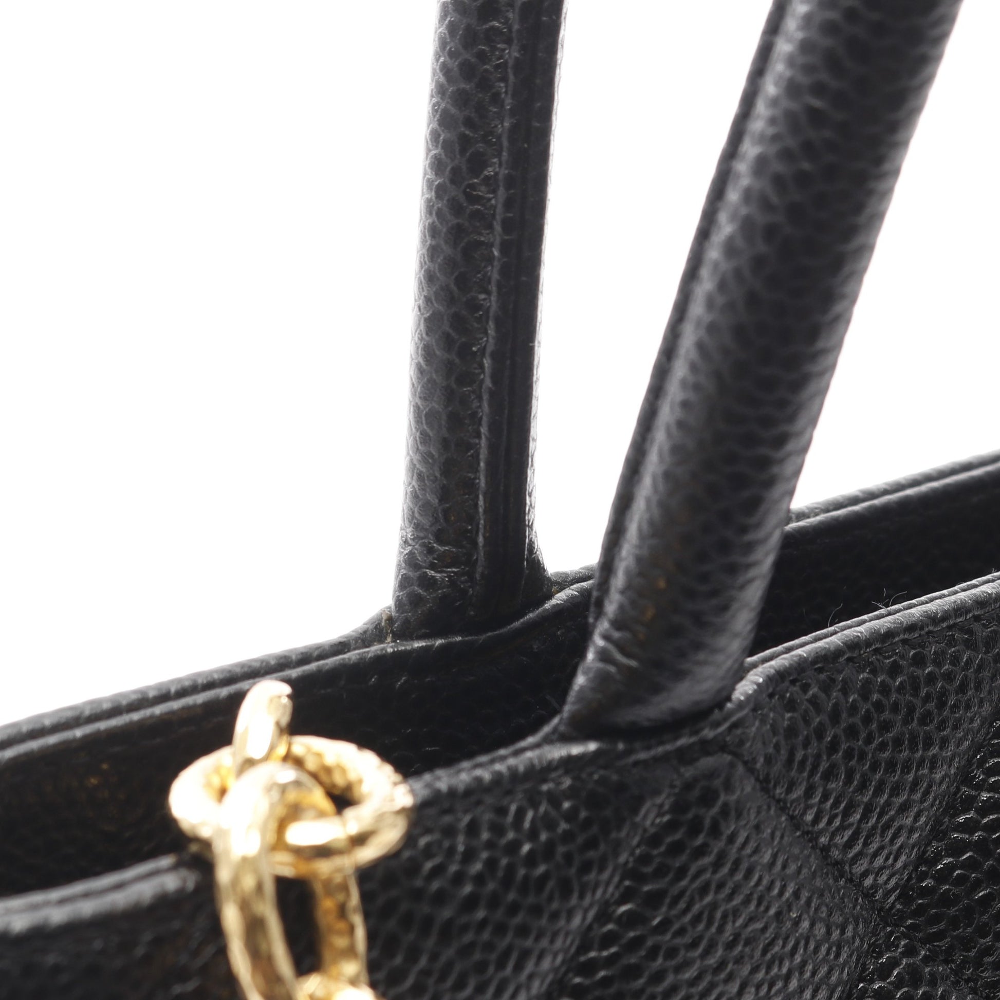 復刻トート ハンドバッグ トートバッグ キャビアスキン ブラック ゴールド金具 シャネル バッグ CHANEL