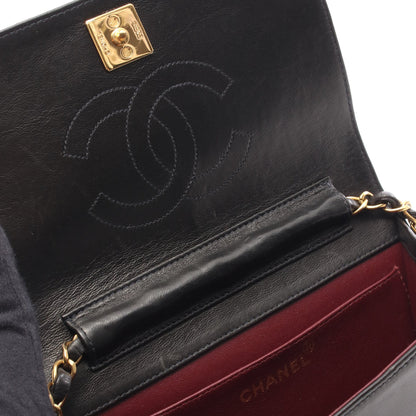 ミニマトラッセ フルフラップ チェーンショルダーバッグ ラムスキン ブラック ゴールド金具 プッシュロック シャネル バッグ CHANEL