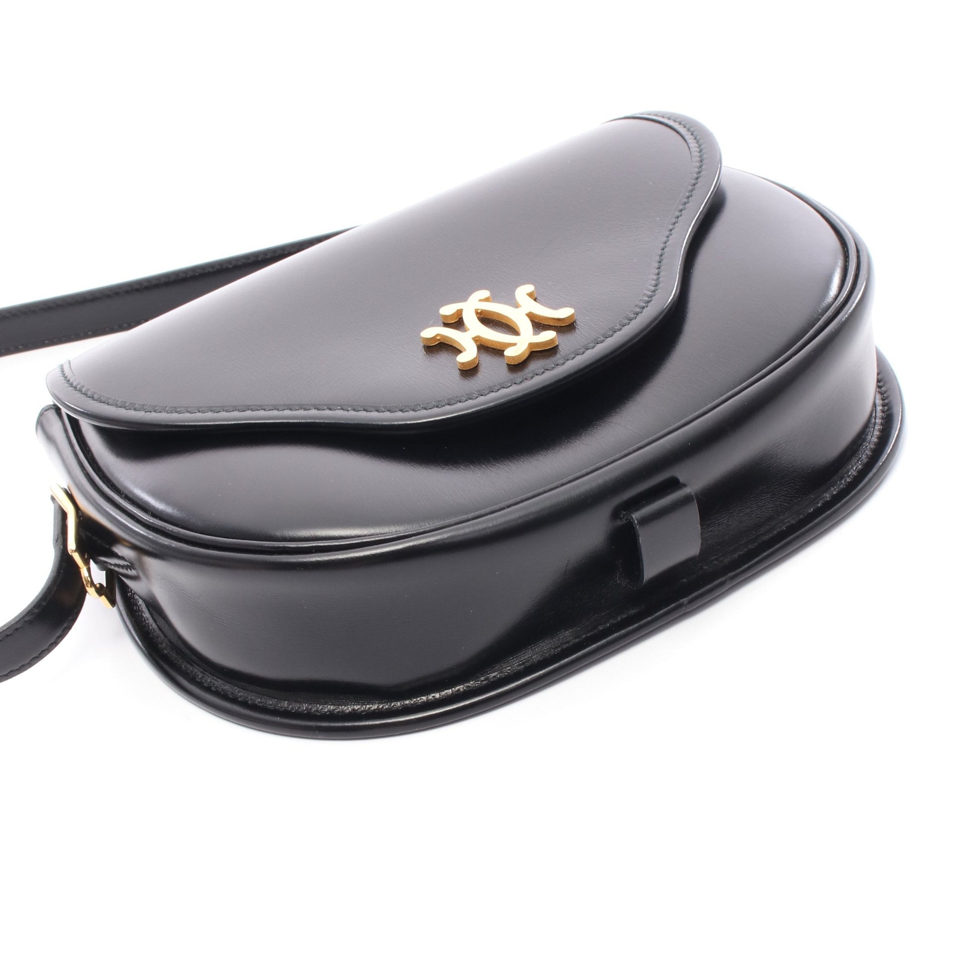 ショルダーバッグ ボックスカーフ ブラック ゴールド金具 ヴィンテージ ○R刻印 エルメス バッグ HERMES