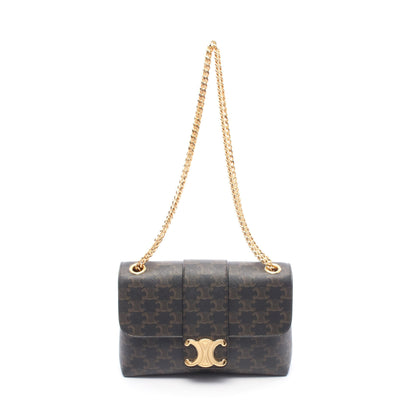 ヴィクトワール ミディアム トリオンフ Wチェーンショルダーバッグ PVC ダークブラウン ブラウン セリーヌ バッグ CELINE