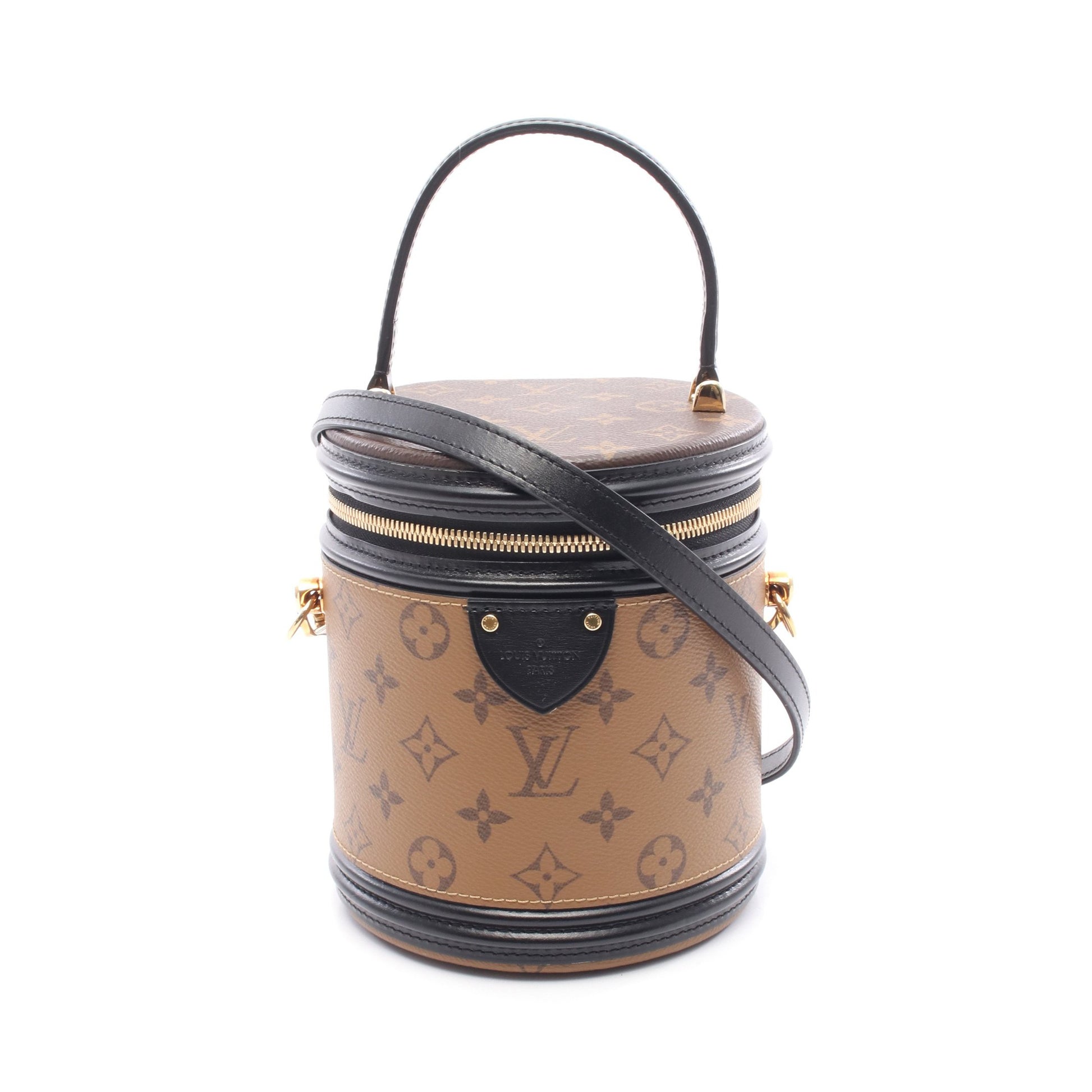 カンヌ モノグラムリバース ハンドバッグ バニティバッグ PVC レザー ブラウン ブラック 2WAY ルイヴィトン バッグ LOUIS VUITTON