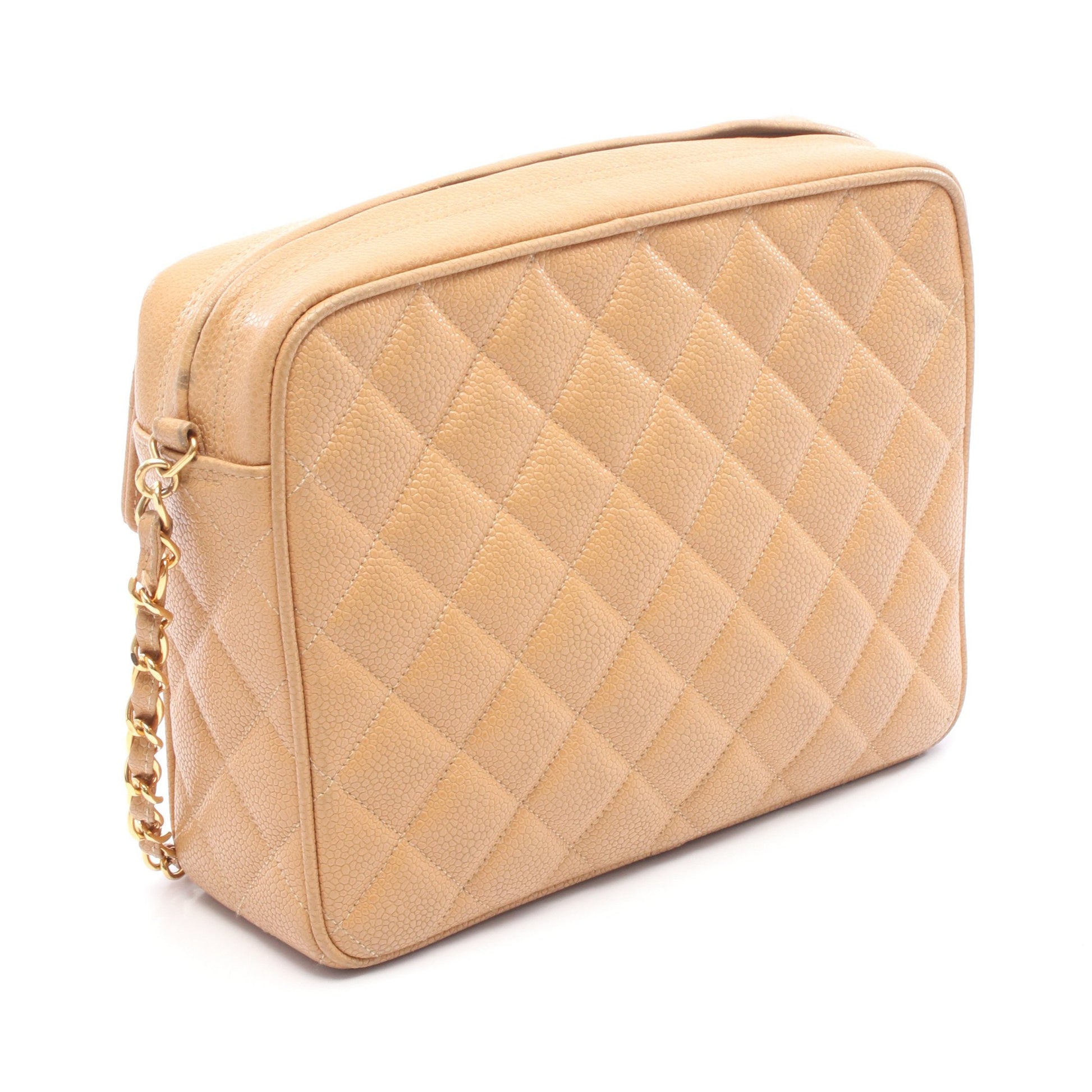 マトラッセ チェーンショルダーバッグ キャビアスキン ライトブラウン ゴールド金具 シャネル バッグ CHANEL