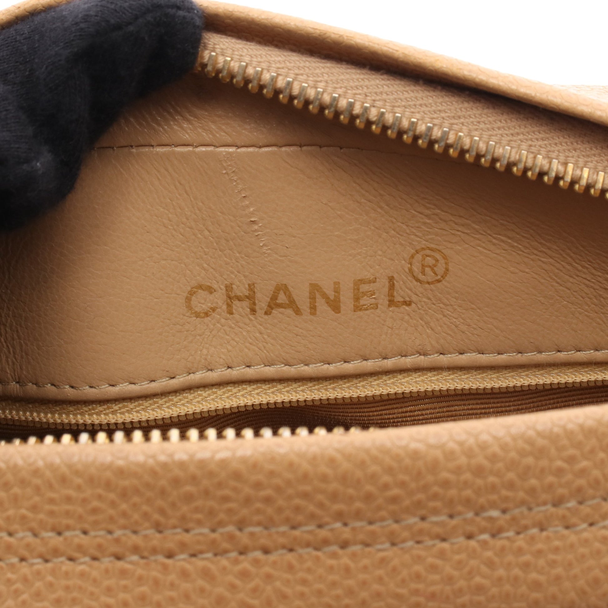 マトラッセ チェーンショルダーバッグ キャビアスキン ライトブラウン ゴールド金具 シャネル バッグ CHANEL