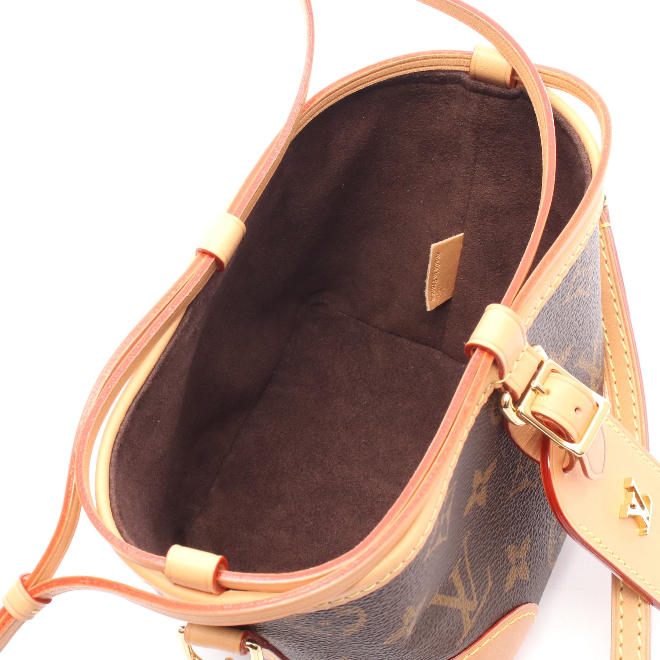 ノエ パース モノグラム ショルダーバッグ PVC レザー ブラウン ルイ