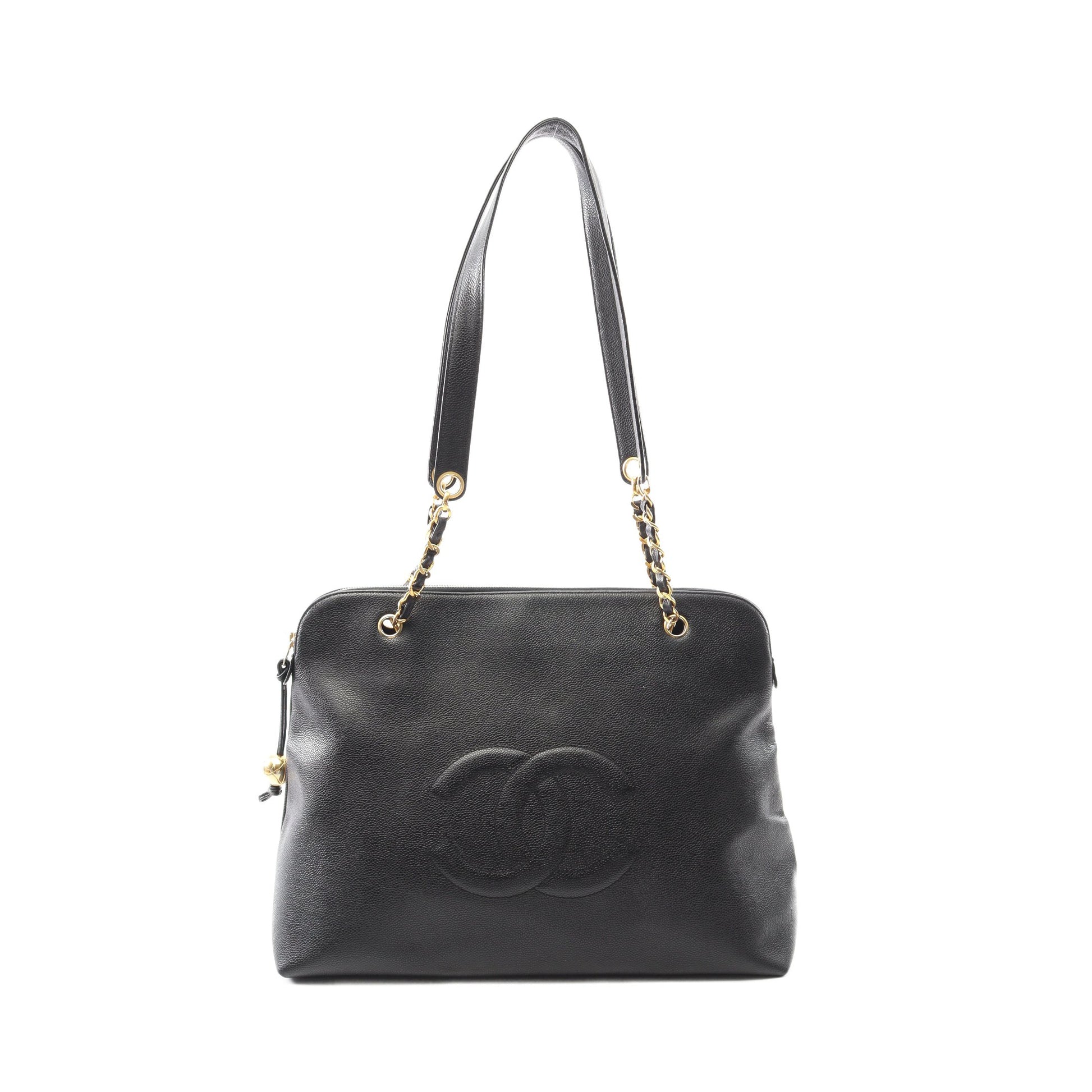 ココマーク ショルダーバッグ トートバッグ キャビアスキン ブラック ゴールド金具 シャネル バッグ CHANEL