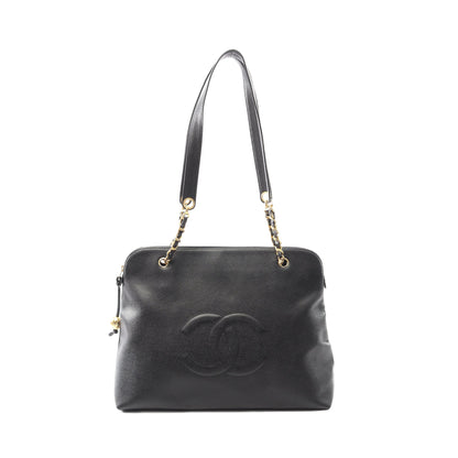 ココマーク ショルダーバッグ トートバッグ キャビアスキン ブラック ゴールド金具 シャネル バッグ CHANEL