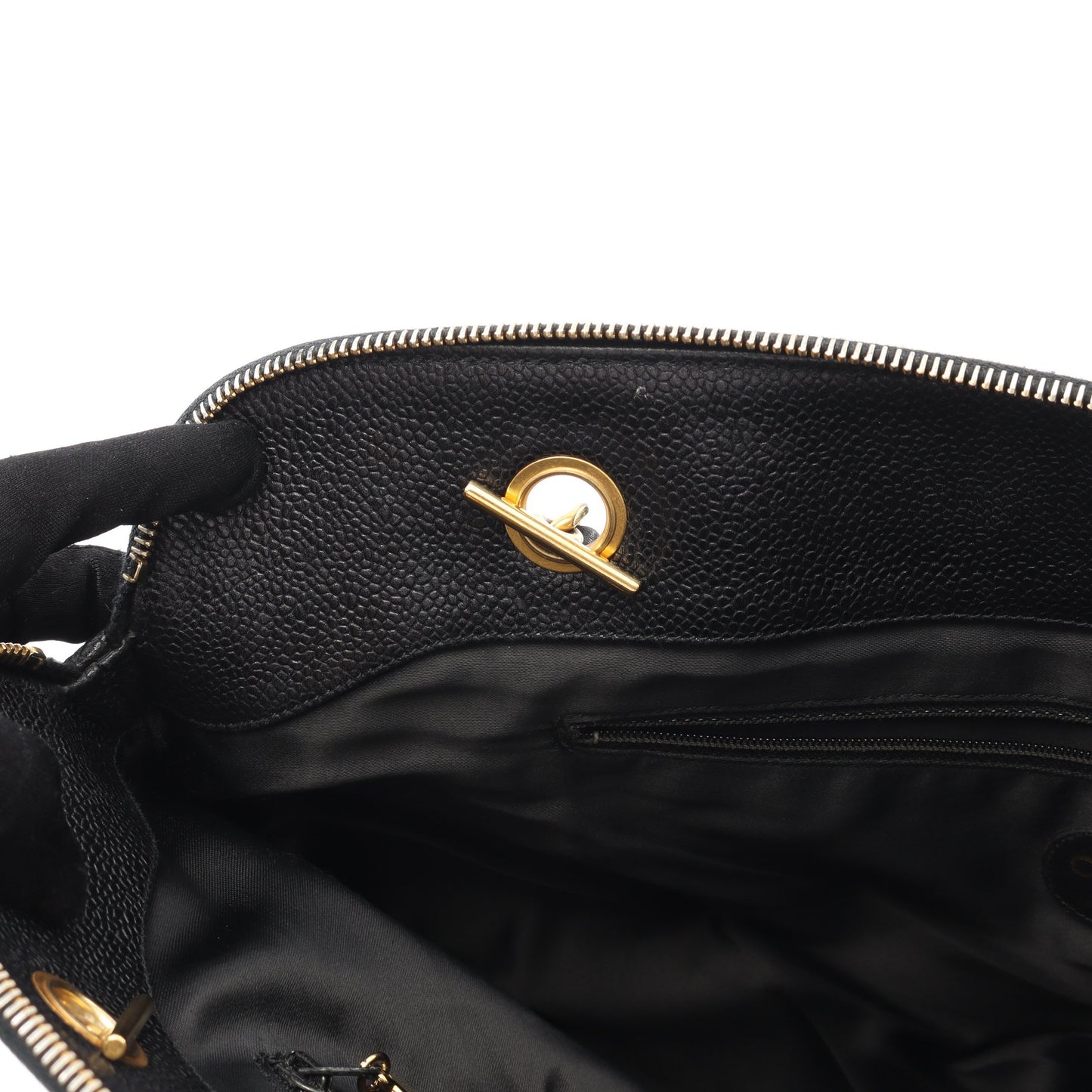ココマーク ショルダーバッグ トートバッグ キャビアスキン ブラック ゴールド金具 シャネル バッグ CHANEL
