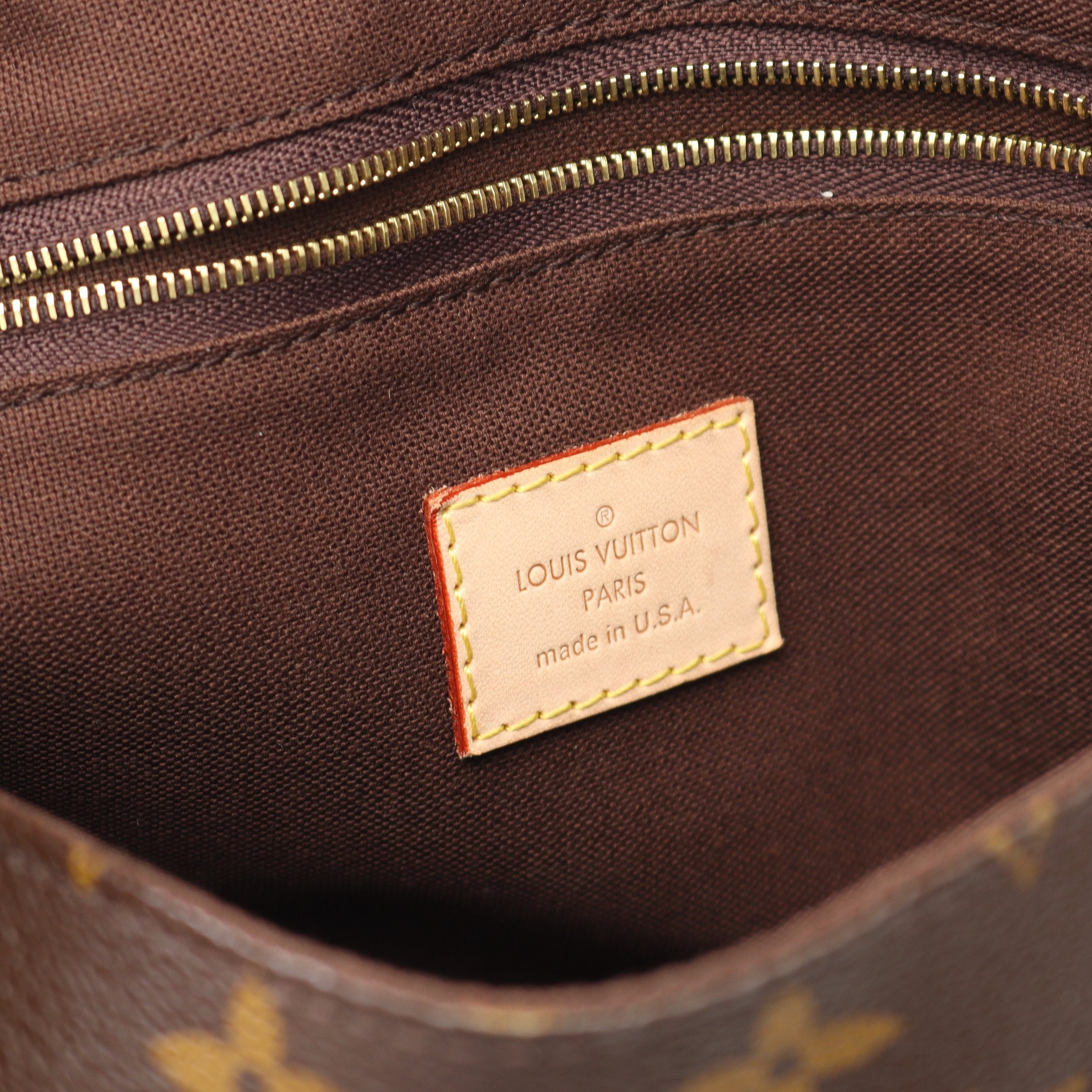 メニルモンタンPM モノグラム ショルダーバッグ PVC レザー ブラウン