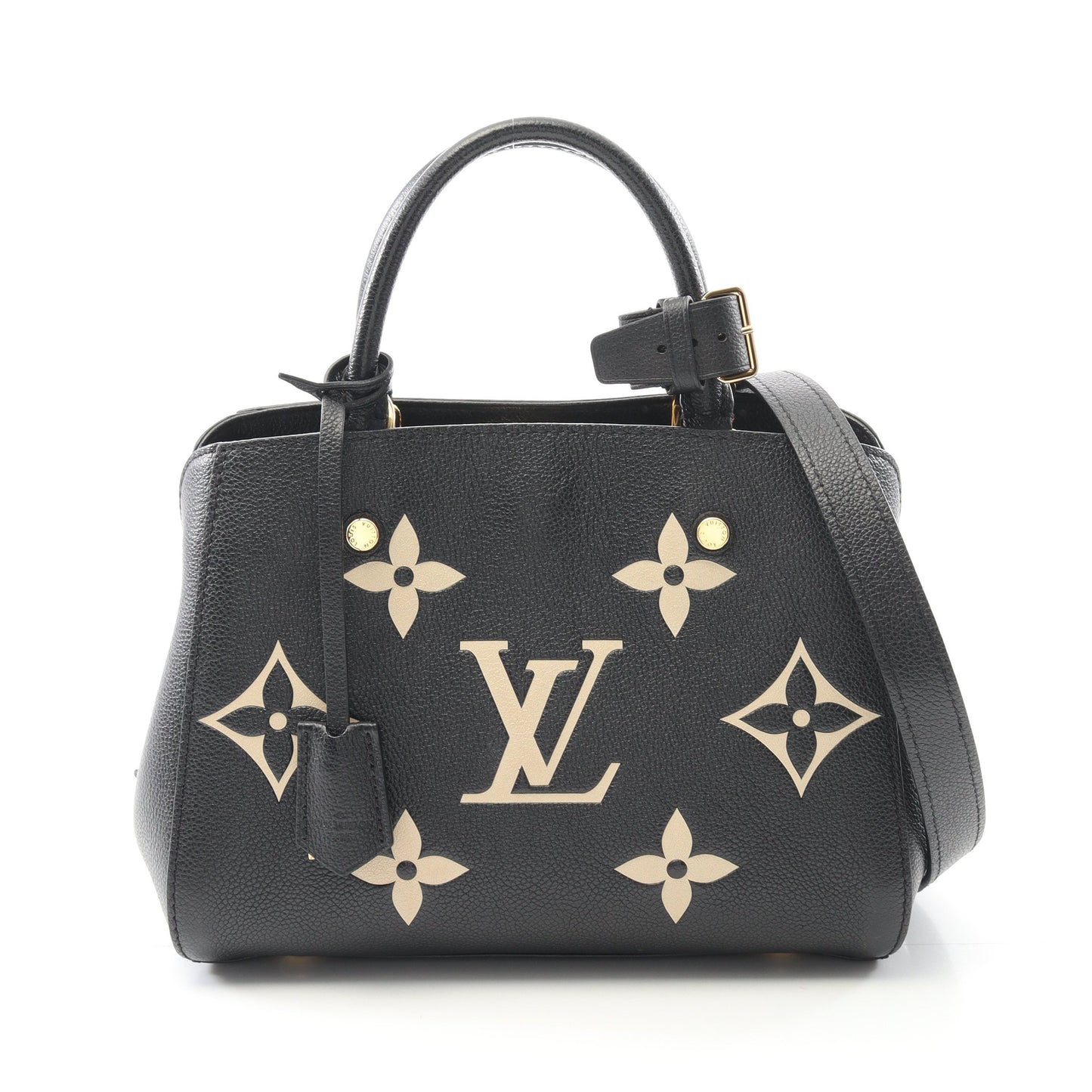 モンテーニュBB バイカラーモノグラムアンプラント ハンドバッグ レザー ブラック ベージュ 2WAY ルイヴィトン バッグ LOUIS VUITTON