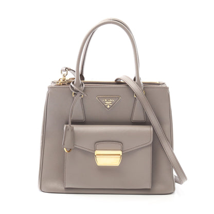 SAFFIANO LUX ハンドバッグ サフィアーノレザー グレー 2WAY プラダ バッグ PRADA