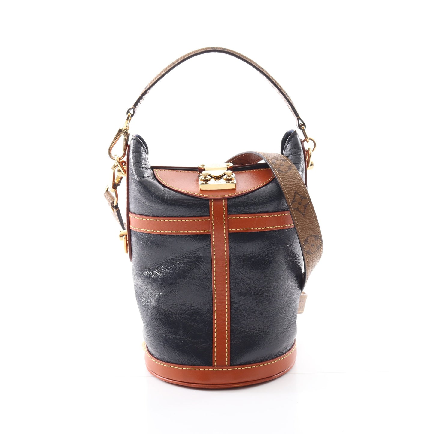 ダッフルバッグ モノグラムリバース ハンドバッグ レザー ネイビー ライトブラウン 2WAY ルイヴィトン バッグ LOUIS VUITTON
