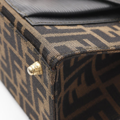 ズッカ ハンドバッグ キャンバス レザー ブラウン ダークブラウン 2WAY フェンディ バッグ FENDI