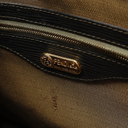ズッカ ハンドバッグ キャンバス レザー ブラウン ダークブラウン 2WAY フェンディ バッグ FENDI