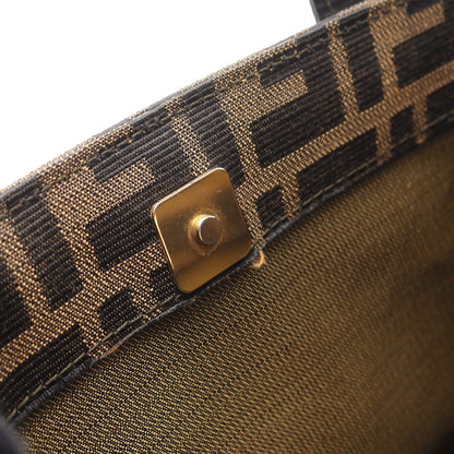 ズッカ ハンドバッグ キャンバス レザー ブラウン ダークブラウン 2WAY フェンディ バッグ FENDI