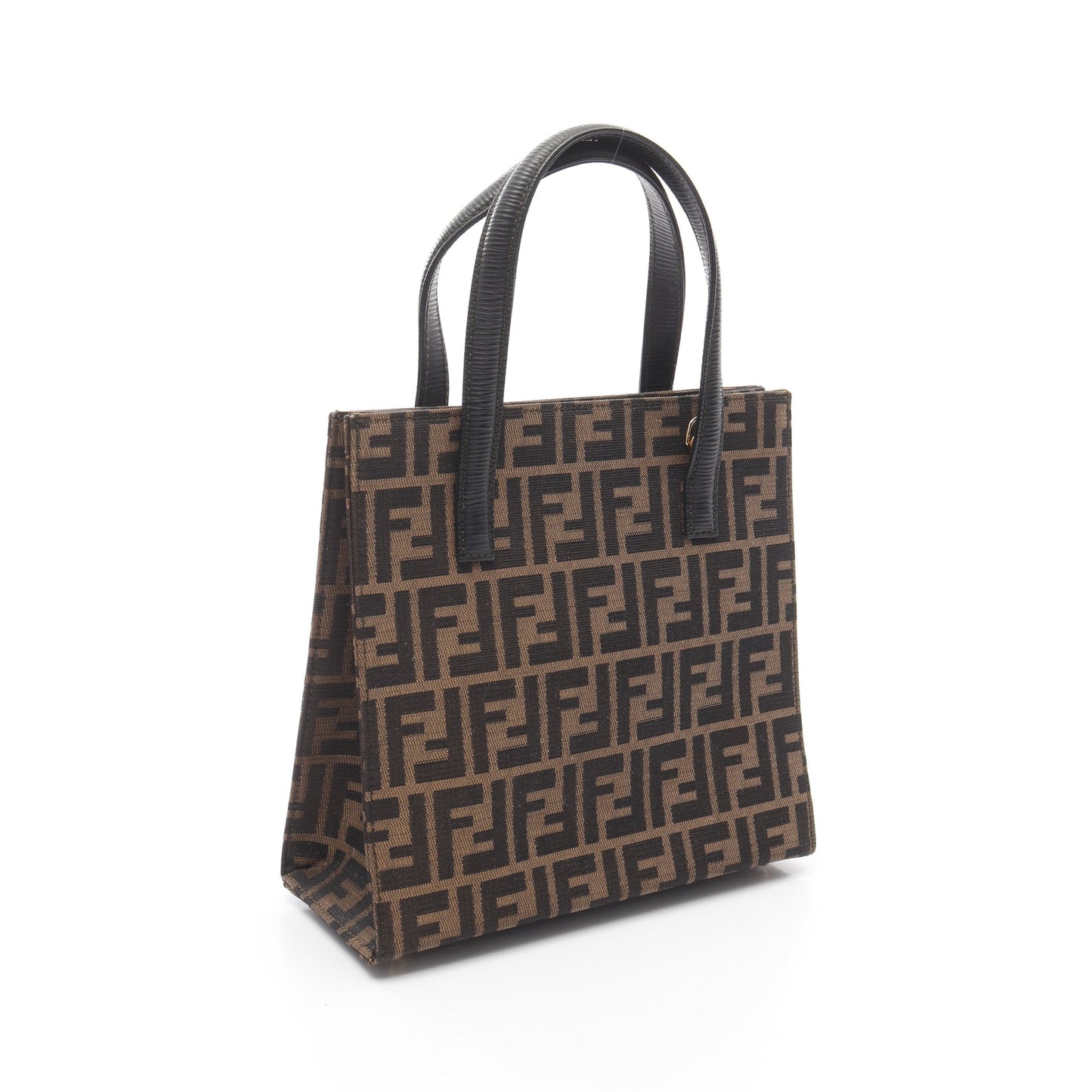 ズッカ ハンドバッグ キャンバス レザー ブラウン ダークブラウン 2WAY フェンディ バッグ FENDI
