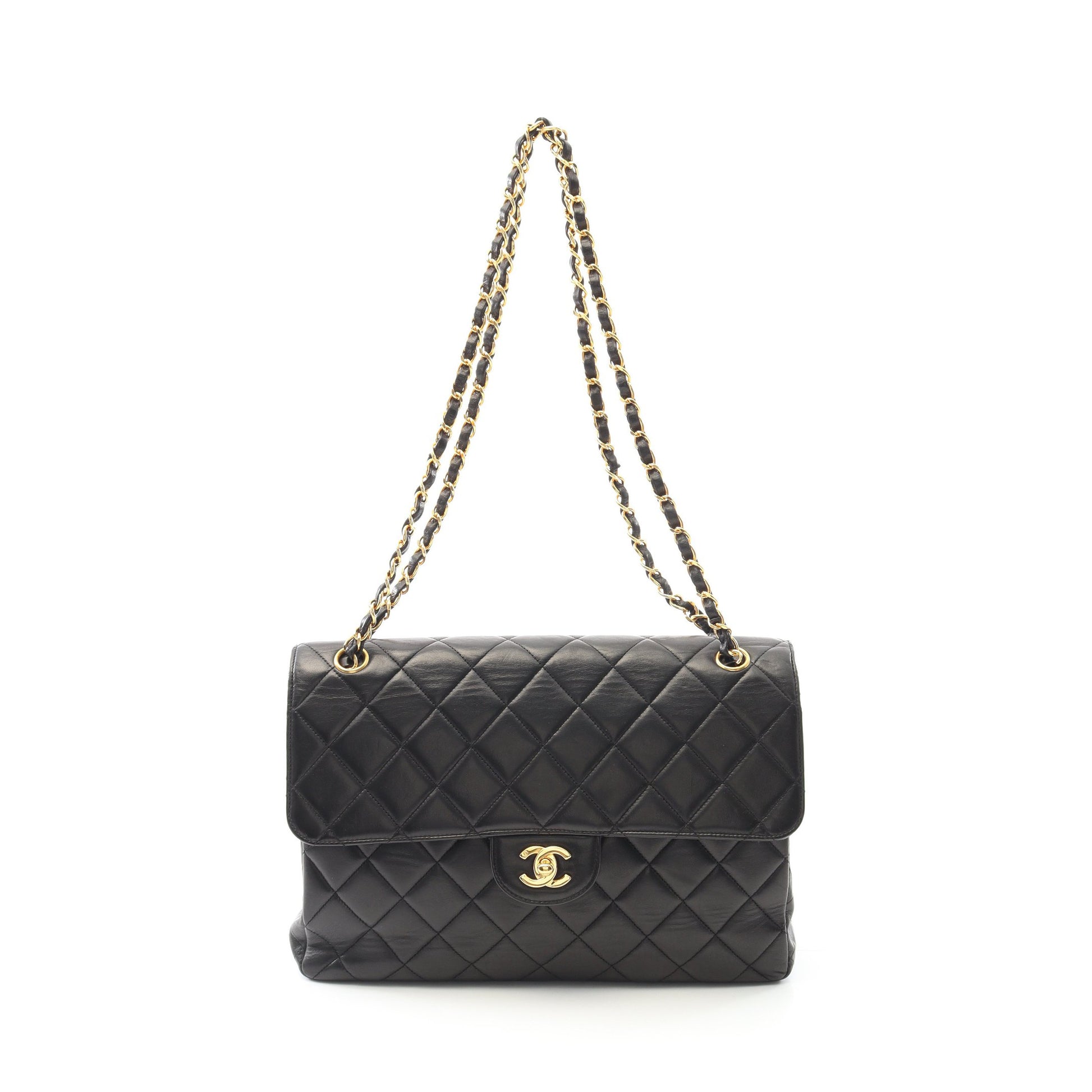 マトラッセ ダブルフェイス チェーンショルダーバッグ ラムスキン ブラック ゴールド金具 シャネル バッグ CHANEL