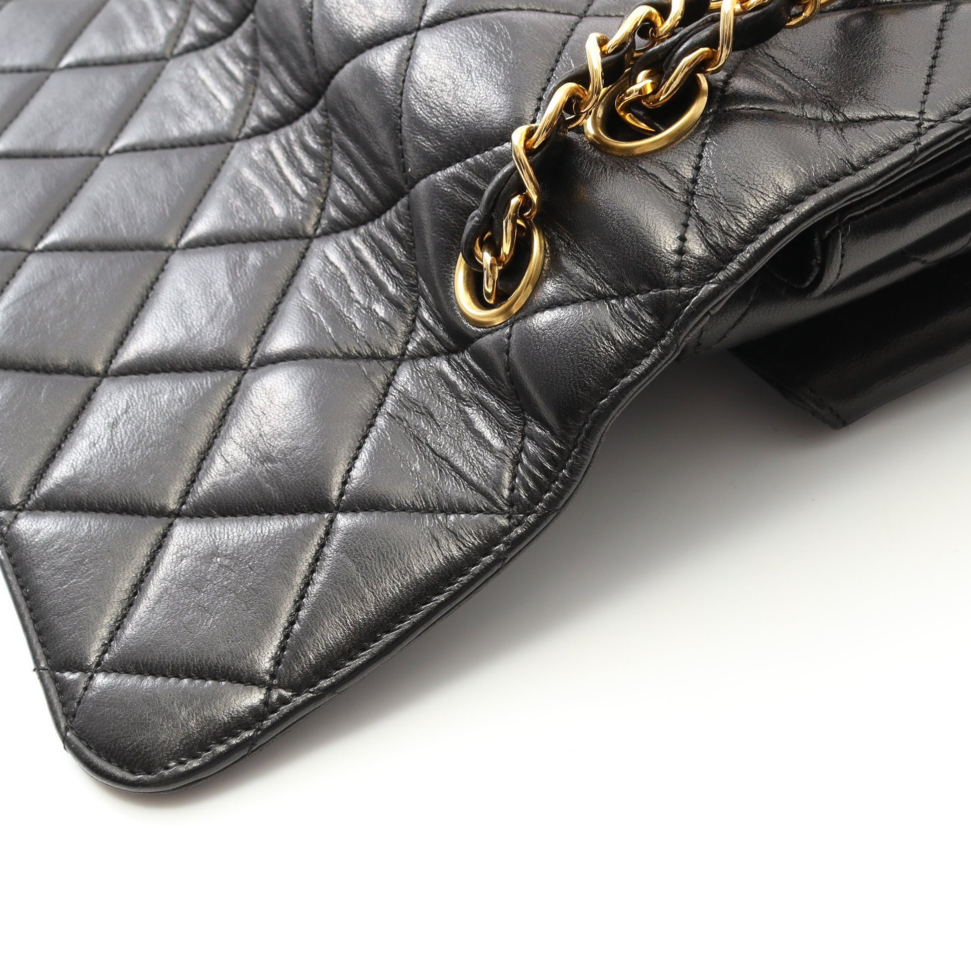 マトラッセ ダブルフェイス チェーンショルダーバッグ ラムスキン ブラック ゴールド金具 シャネル バッグ CHANEL