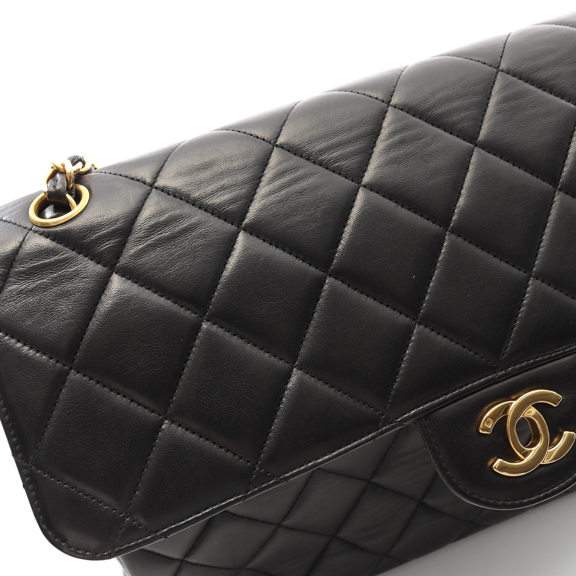 マトラッセ ダブルフェイス チェーンショルダーバッグ ラムスキン ブラック ゴールド金具 シャネル バッグ CHANEL