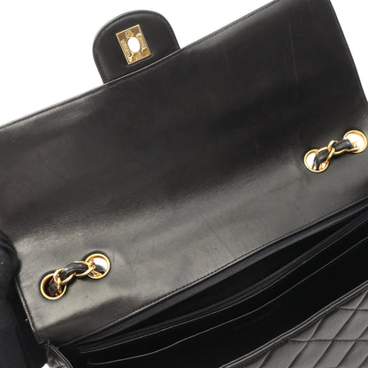 デカマトラッセ 30 シングルフラップ Wチェーンショルダーバッグ ラムスキン ブラック ゴールド金具 シャネル バッグ CHANEL