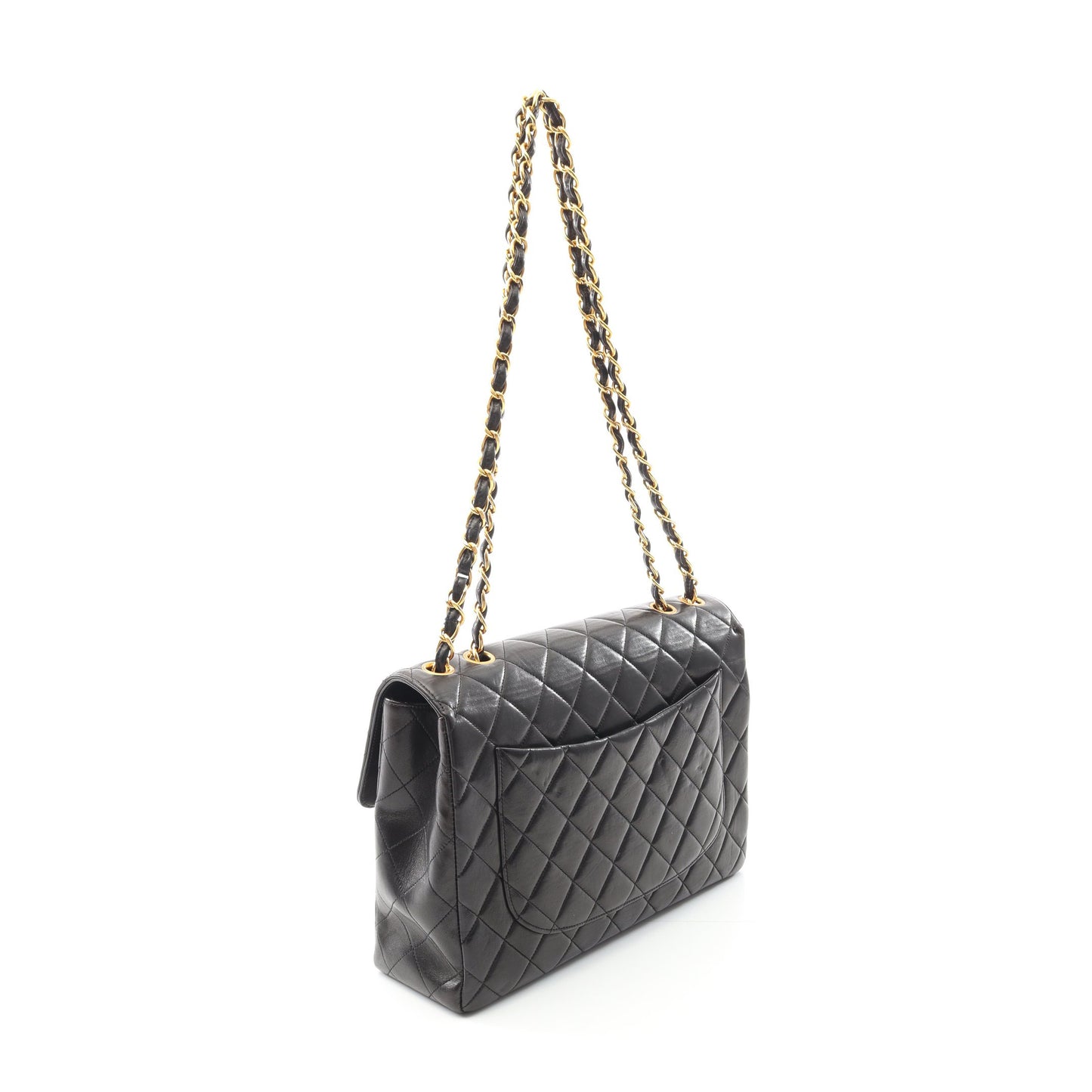 デカマトラッセ 30 シングルフラップ Wチェーンショルダーバッグ ラムスキン ブラック ゴールド金具 シャネル バッグ CHANEL