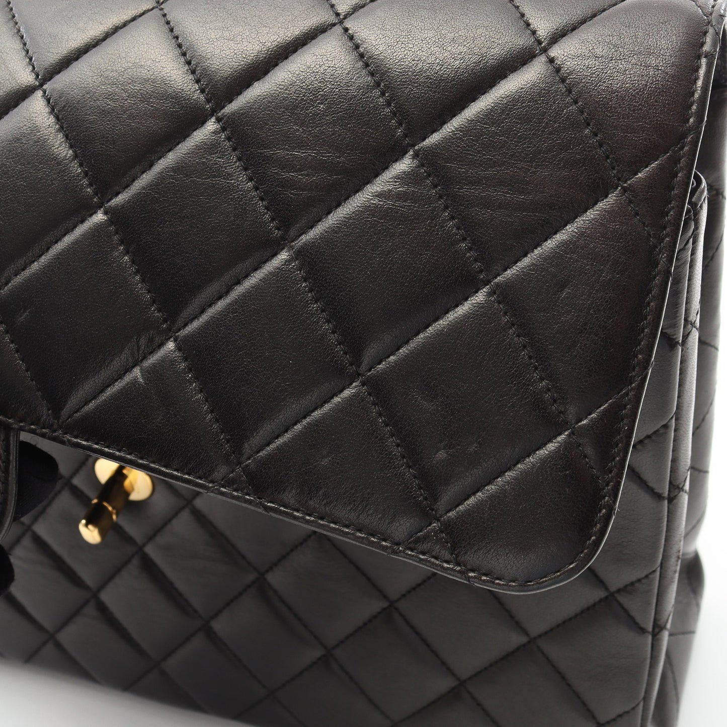 デカマトラッセ 30 シングルフラップ Wチェーンショルダーバッグ ラムスキン ブラック ゴールド金具 シャネル バッグ CHANEL