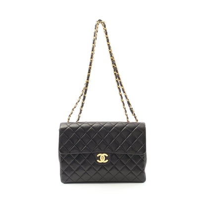 デカマトラッセ 30 シングルフラップ Wチェーンショルダーバッグ ラムスキン ブラック ゴールド金具 シャネル バッグ CHANEL