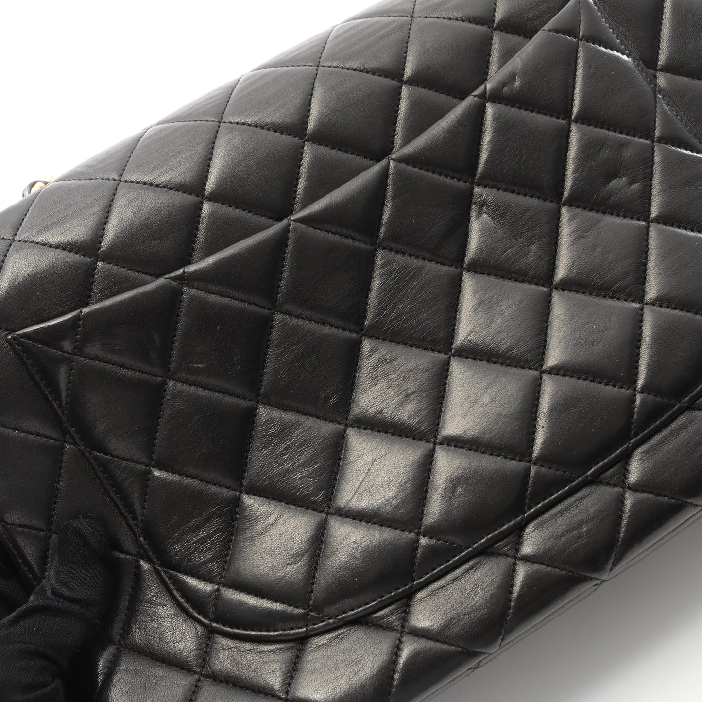 デカマトラッセ 30 シングルフラップ Wチェーンショルダーバッグ ラムスキン ブラック ゴールド金具 シャネル バッグ CHANEL