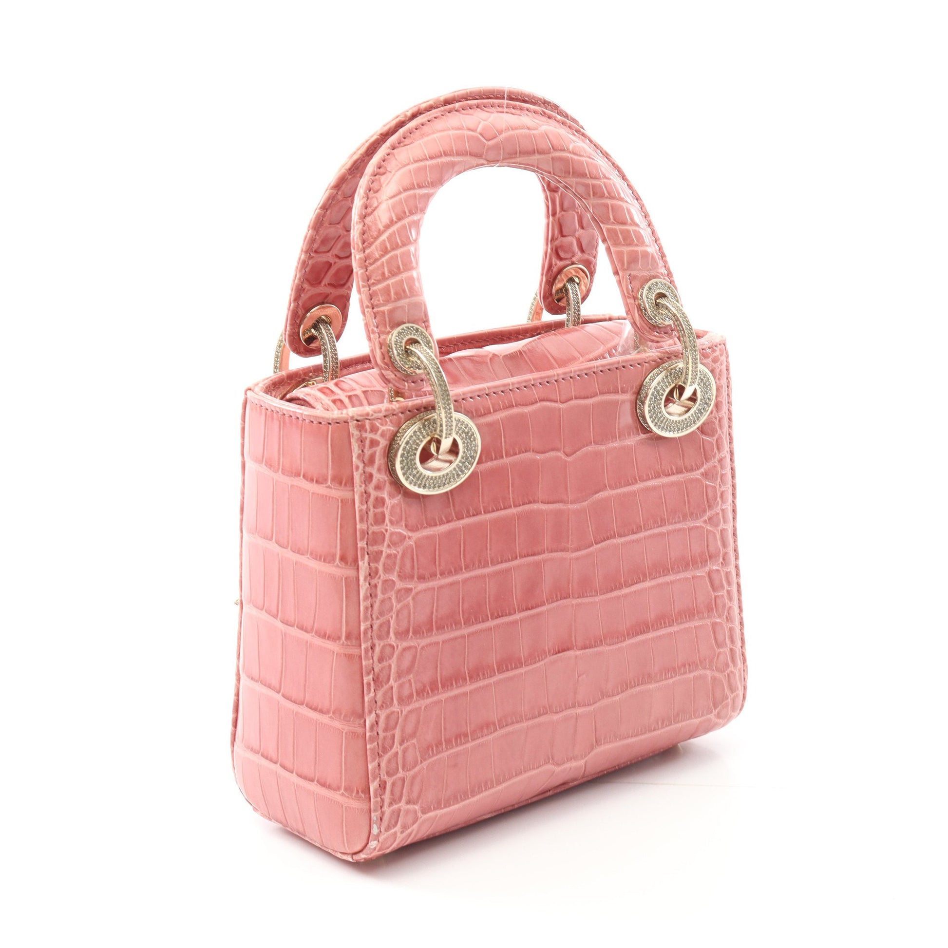 レディディオール ミニ ハンドバッグ クロコダイル ピンク 2WAY クリスチャンディオール バッグ Christian Dior