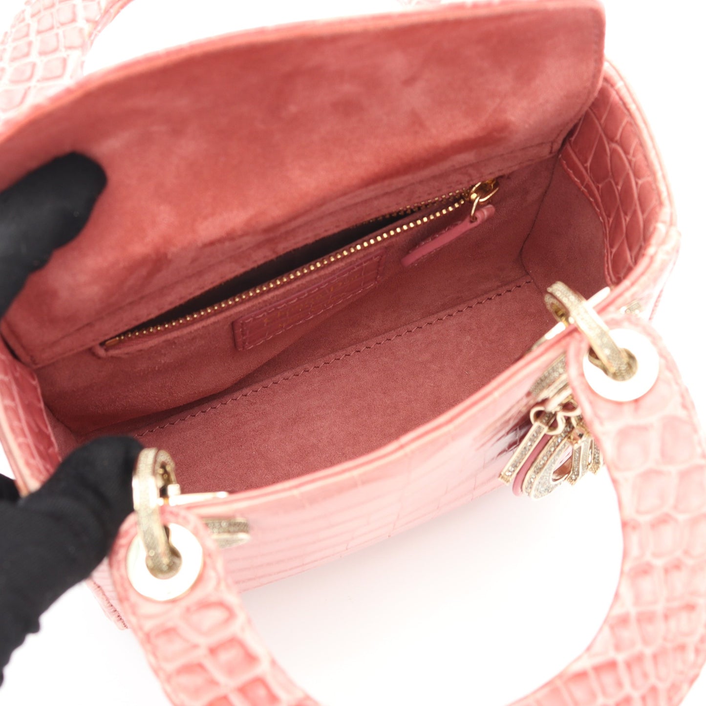 レディディオール ミニ ハンドバッグ クロコダイル ピンク 2WAY クリスチャンディオール バッグ Christian Dior