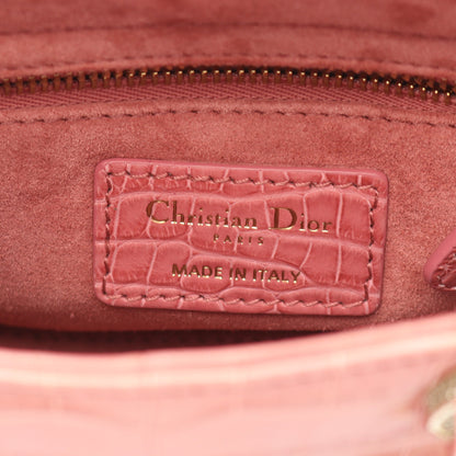 レディディオール ミニ ハンドバッグ クロコダイル ピンク 2WAY クリスチャンディオール バッグ Christian Dior
