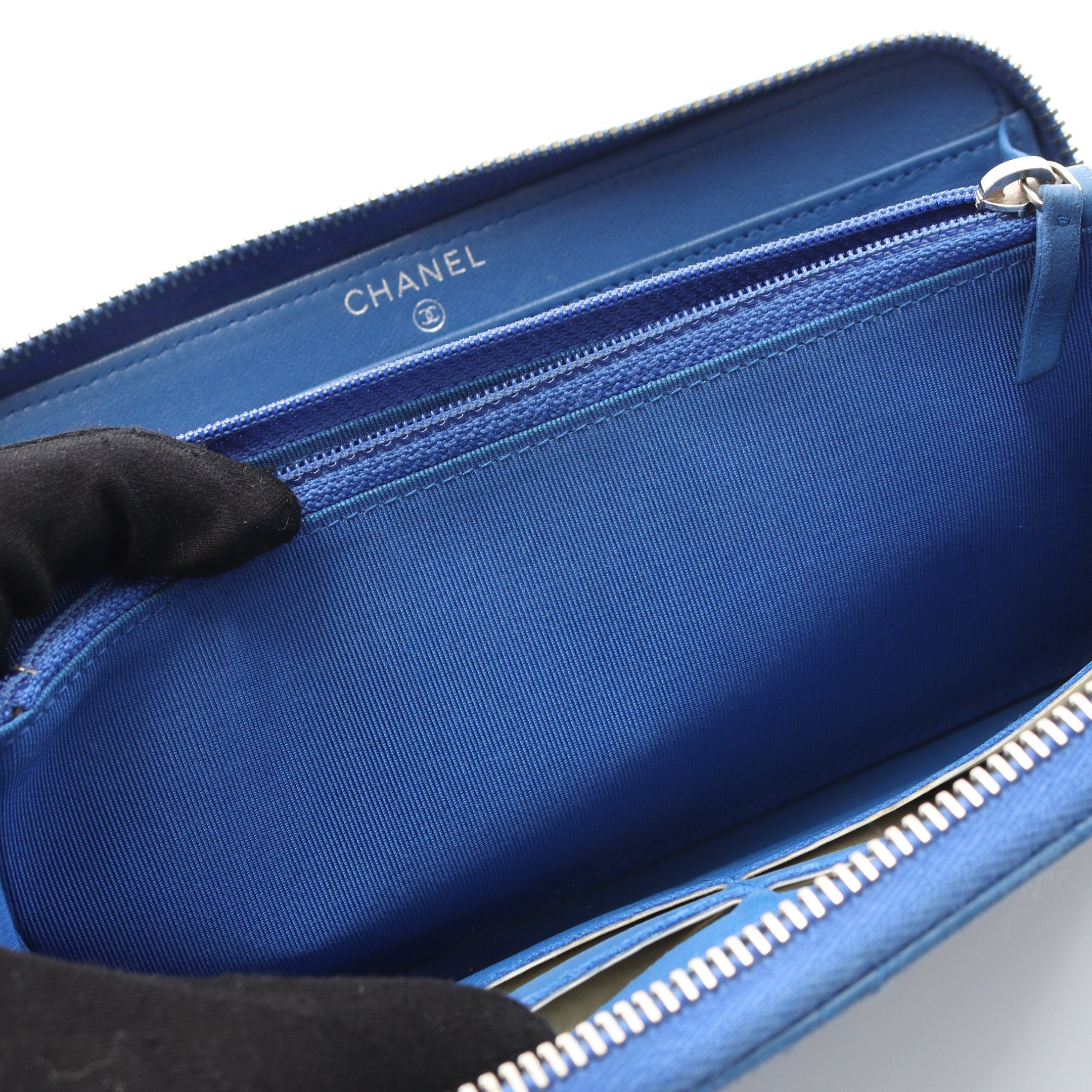 CHANEL マトラッセ 長財布 ブルー ラウンドファスナー マトラッセ ラウンドファスナー長財布 ラムスキン ブルー