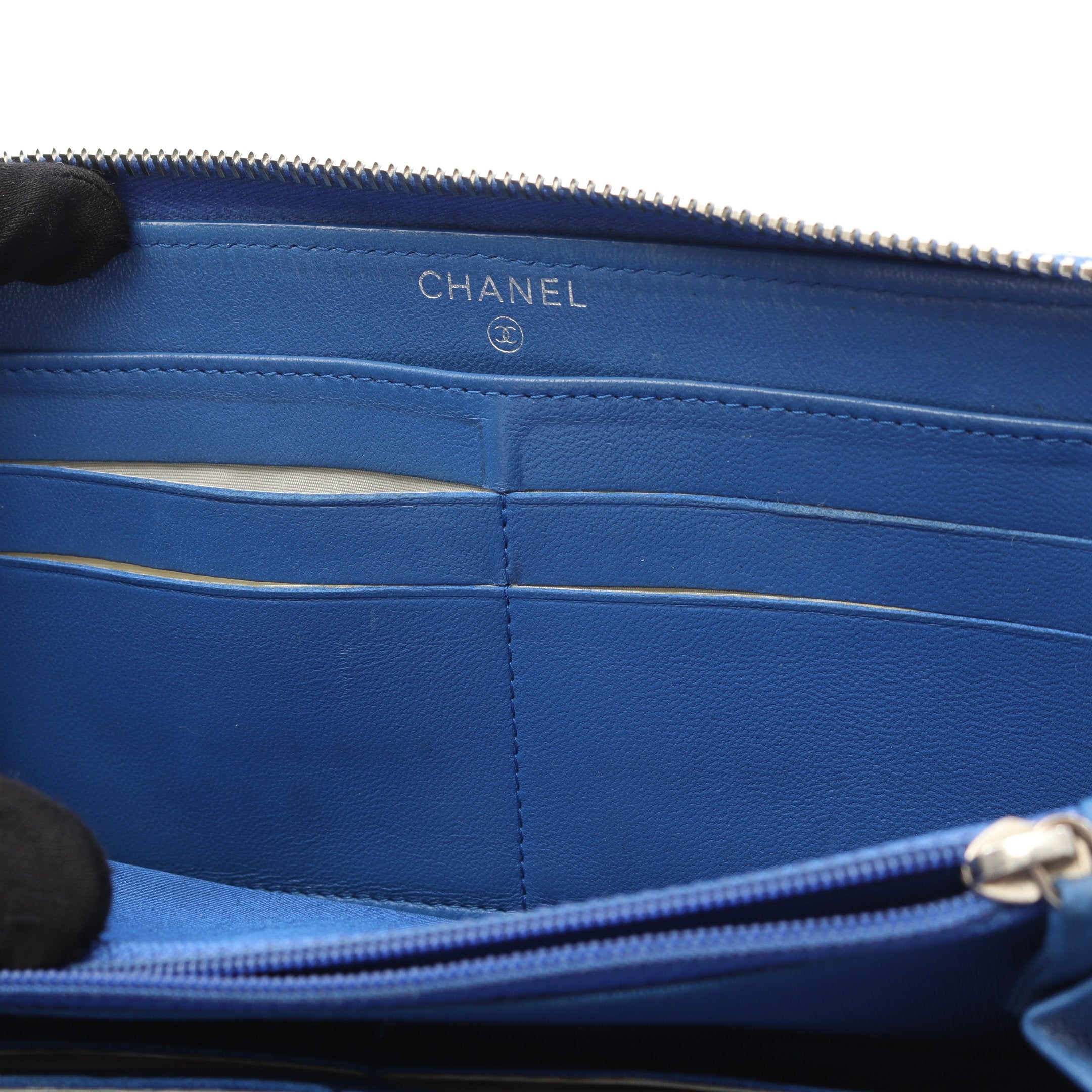CHANEL マトラッセ 長財布 ブルー ラウンドファスナー マトラッセ ラウンドファスナー長財布 ラムスキン ブルー
