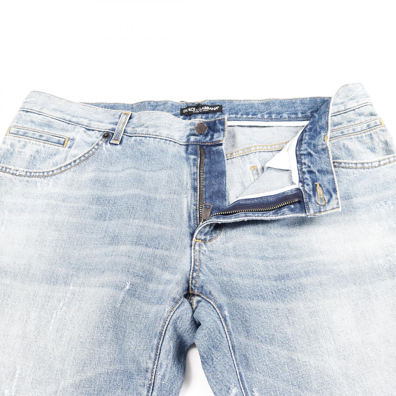 デニムパンツ コットン ライトブルー ダメージ加工 ドルチェ