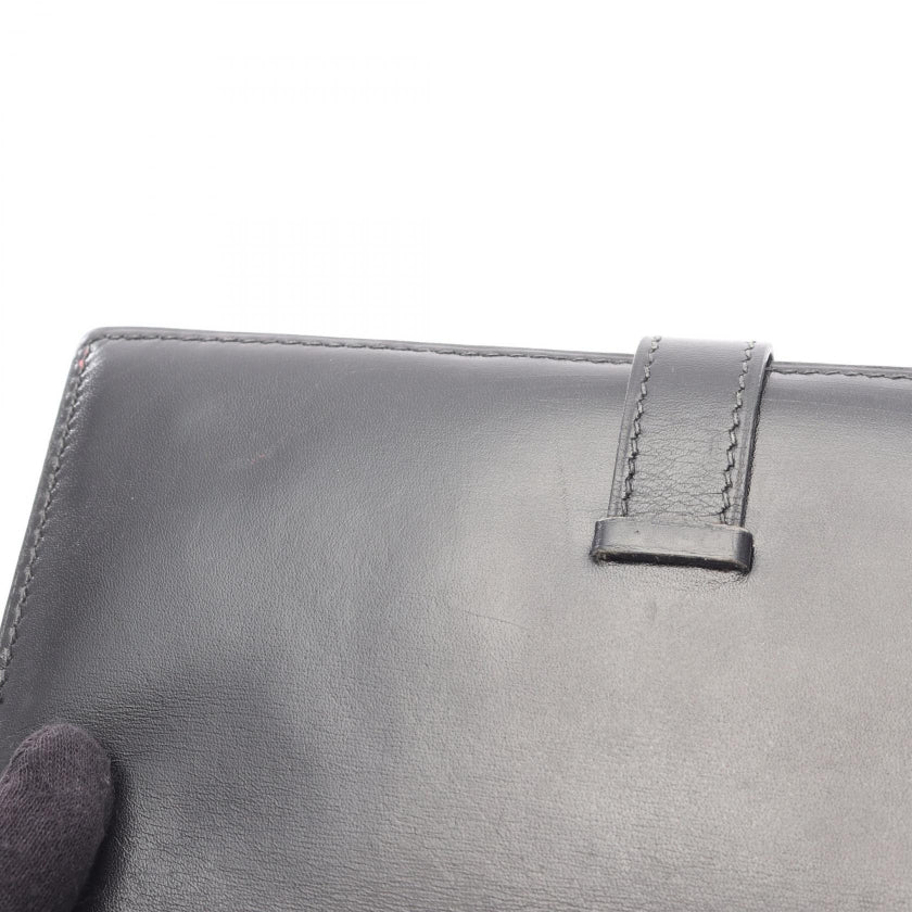 ベアンスフレ 二つ折り長財布 ボックスカーフ ブラック ゴールド金具 □F刻印 エルメス 財布・小物 HERMES