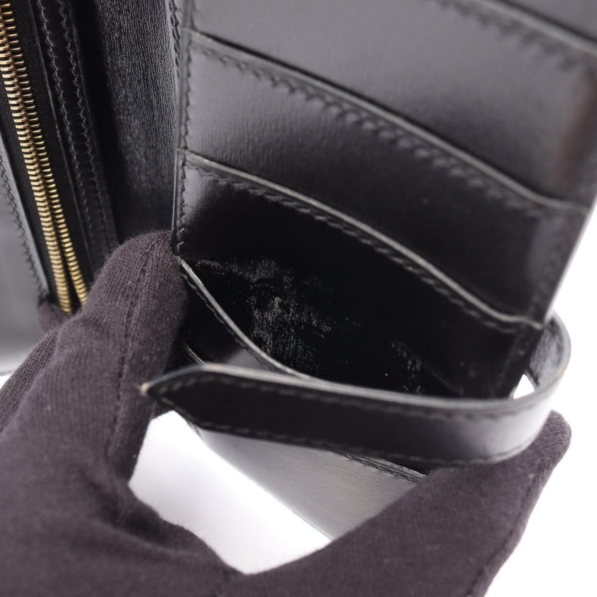 ベアンスフレ 二つ折り長財布 ボックスカーフ ブラック ゴールド金具 □F刻印 エルメス 財布・小物 HERMES