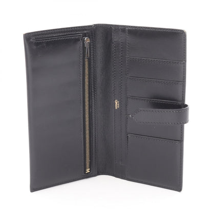 ベアンスフレ 二つ折り長財布 ボックスカーフ ブラック ゴールド金具 □F刻印 エルメス 財布・小物 HERMES