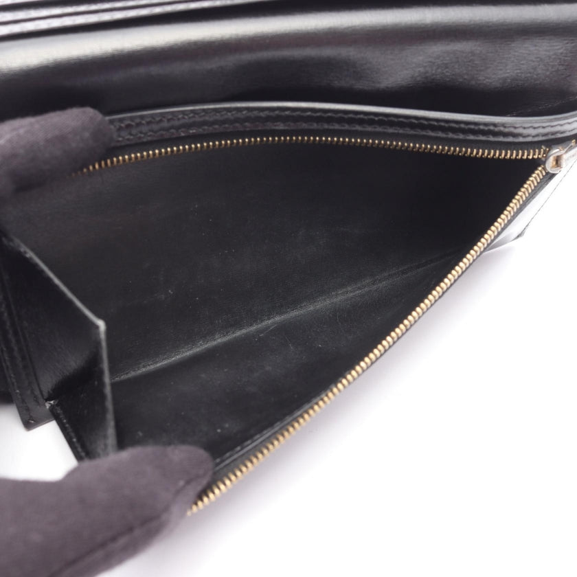 ベアンスフレ 二つ折り長財布 ボックスカーフ ブラック ゴールド金具 □F刻印 エルメス 財布・小物 HERMES