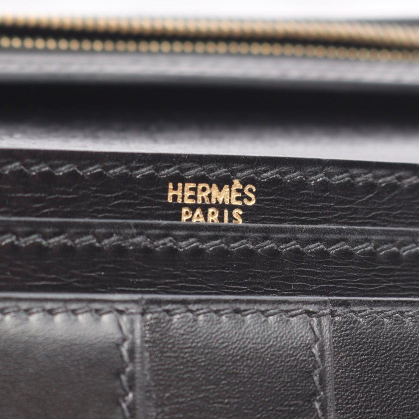 ベアンスフレ 二つ折り長財布 ボックスカーフ ブラック ゴールド金具 □F刻印 エルメス 財布・小物 HERMES